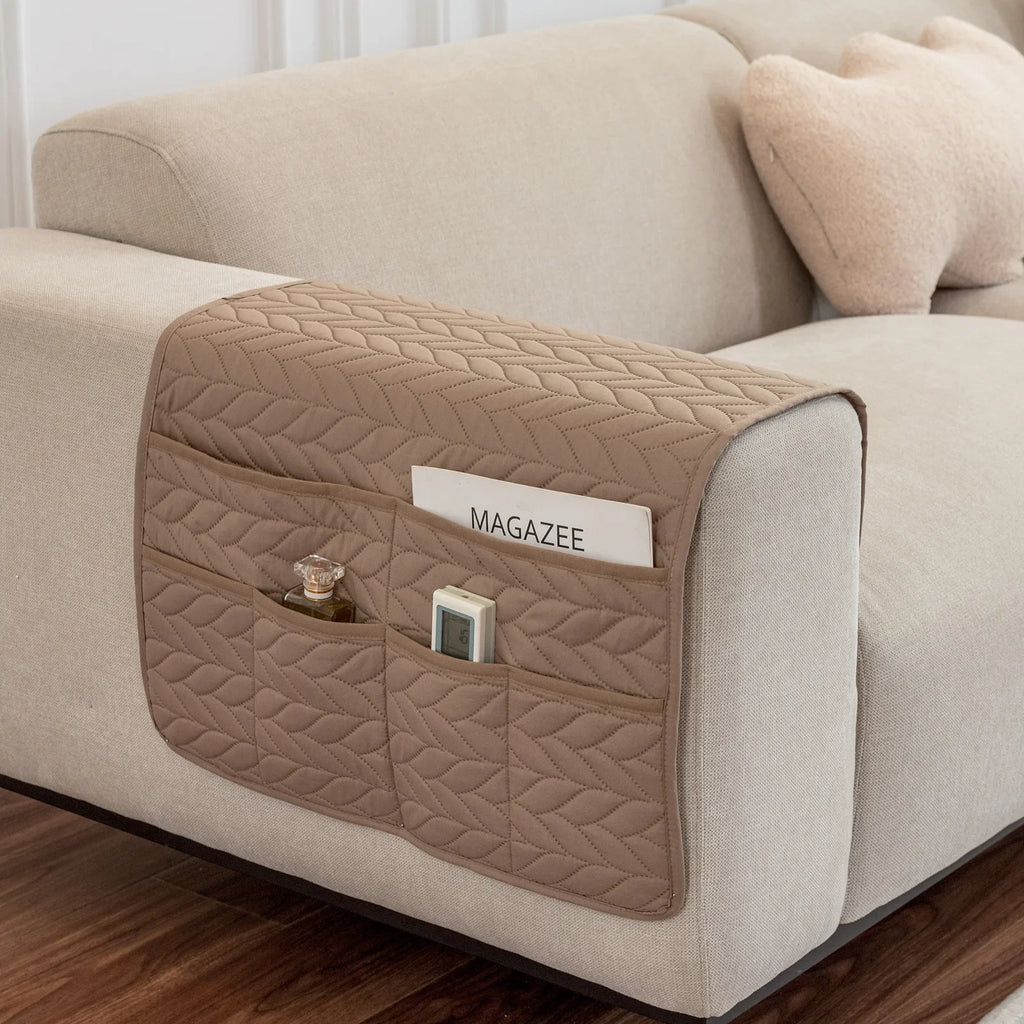 New Sofa Hand Towel with Storage Pocket Magazine Remote Control Sofa Recliner Armrest Clutter Management Bag