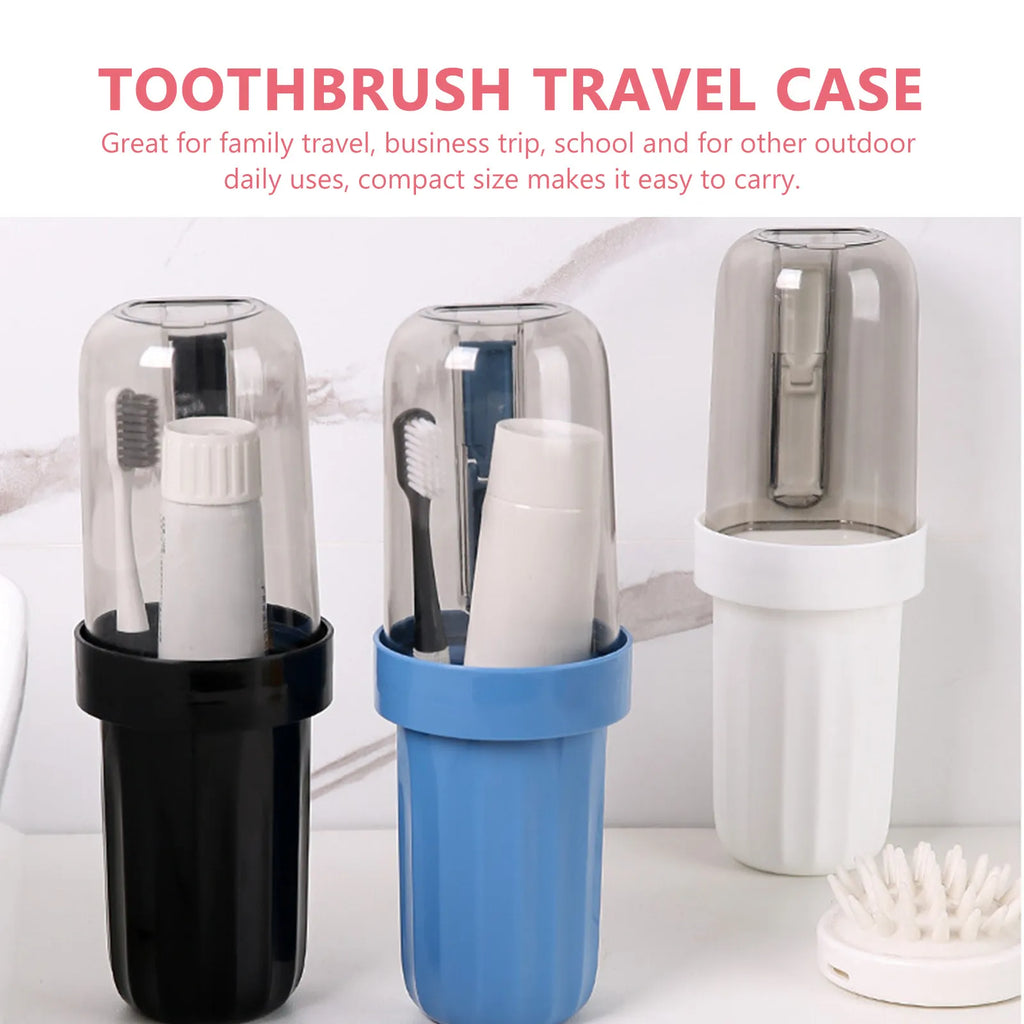 2Pcs Compact Toothbrush Case with Toothpaste Holder Lightweight Travel Toothbrush Storage Box for Family Outdoor Daily Use
