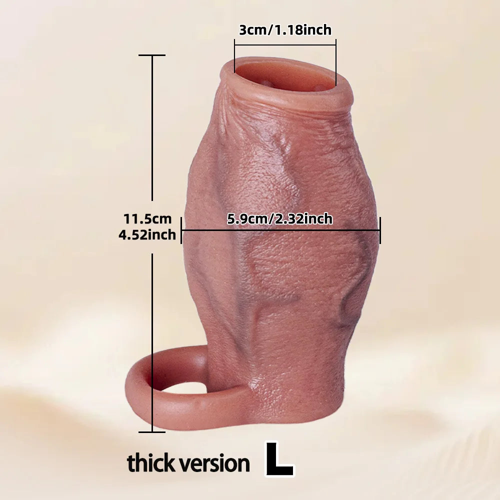 Dick Sleeve Enlargement Lock Sperm Penis Ring Adult Men Sex Toy Enlarged and Thicken Cock Sleeve Soft Silicone Male 18+ Sexy Toy