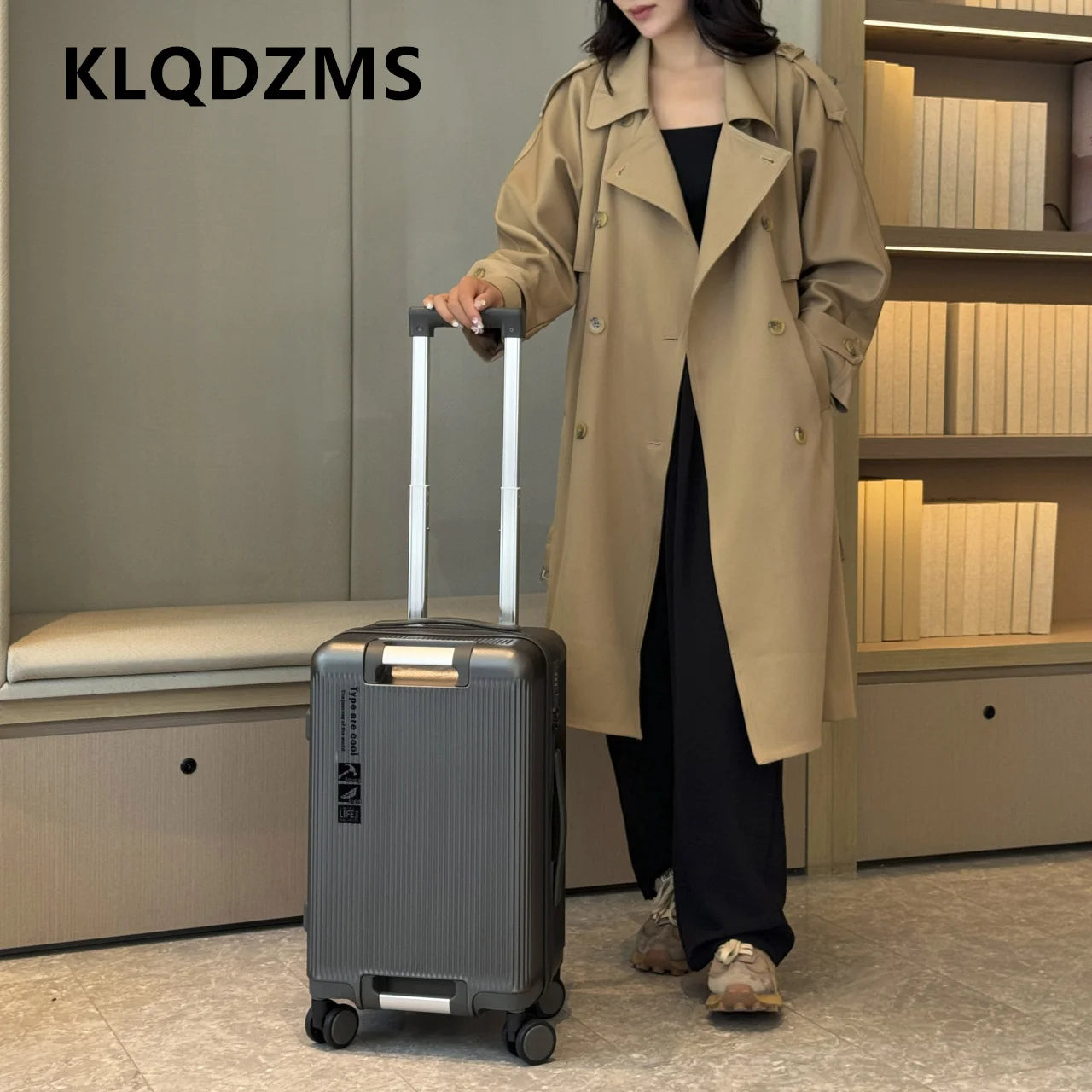 KLQDZMS Men's Suitcase ABS+PC Boarding Box 20"22"24"26 Inch Large Capacity Trolley Case Women's Business Rolling Luggage