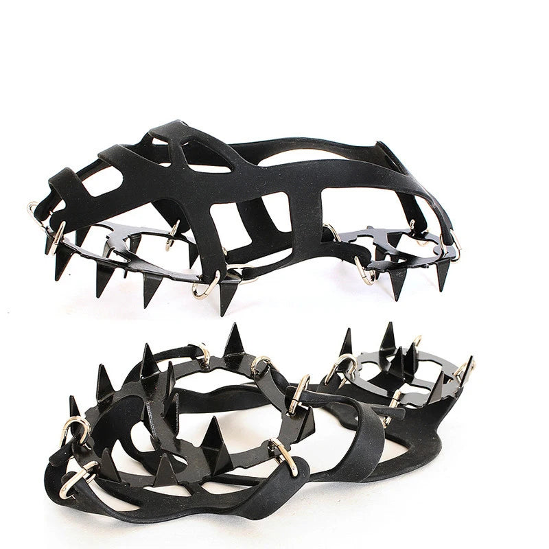 18 Spike Manganese Steel Silicone Anti Slip Ice Grips Traction Cleats For Boots Hiking Snow Outdoor Accessory