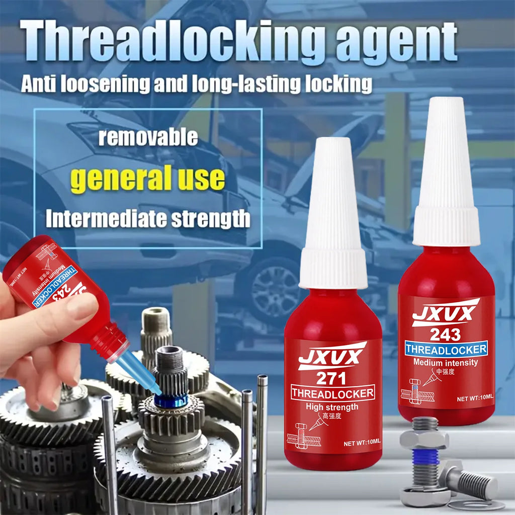 1-10pcs 243/271 10ml Threadlocker Medium Strength Threadlocker Anti Rust Blue Thread Locking Agent Adhesive Caulk Adhesives Sealer Quickly Cured Thread Locking Agent Sealant for Screws.