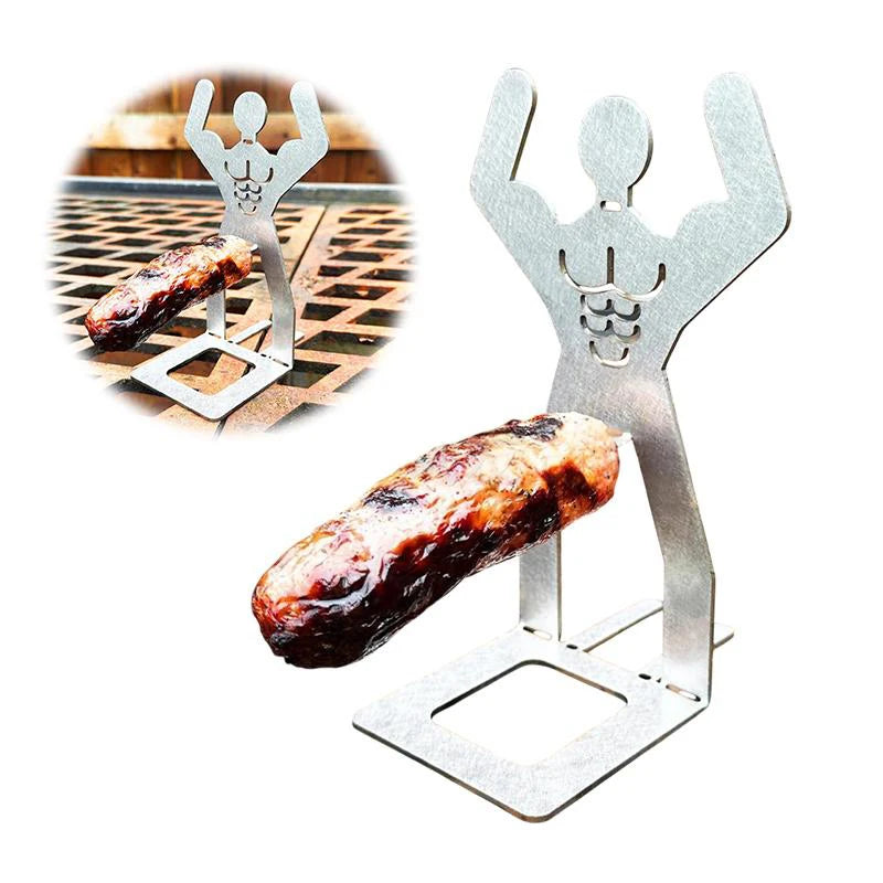 Fun Sausage Grill BBQ 304 Stainless Steel Barbecue Label Hot Dog Grill Outdoor Camping Picnic Grill Muscle Man Sausage Holder