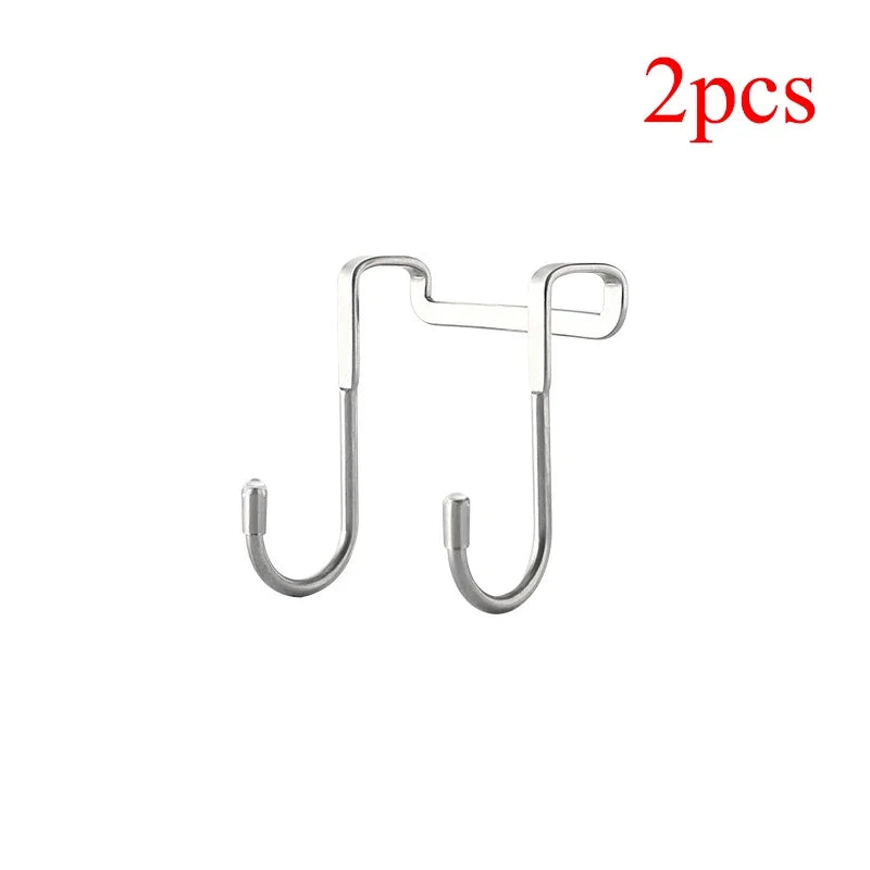 304 Stainless Steel Hook Free Punching Double S-Shape Hook Kitchen Bathroom Cabinet Door Back Type Coat Towel Storage Hanger