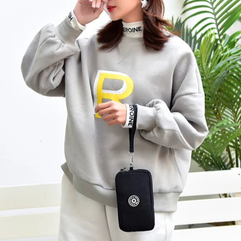 Stylish Jellyfish Print Triple Zipper Phone Bags, Compact Canvas Clutch Purse for Women’s Daily Essentials Casual Wallets Use