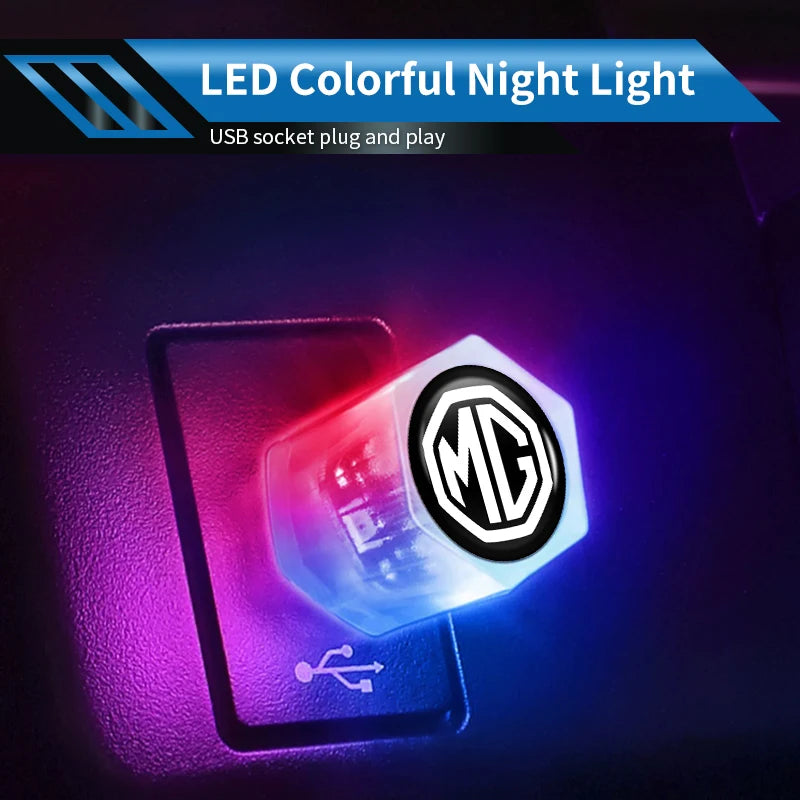 Car USB Ambient Light Mini LED Night Lamp Lighting Plug Accessories For Morris Garages MG 3 5 6 7 HS ZS GS Hector TF GT ZR RX5 R
