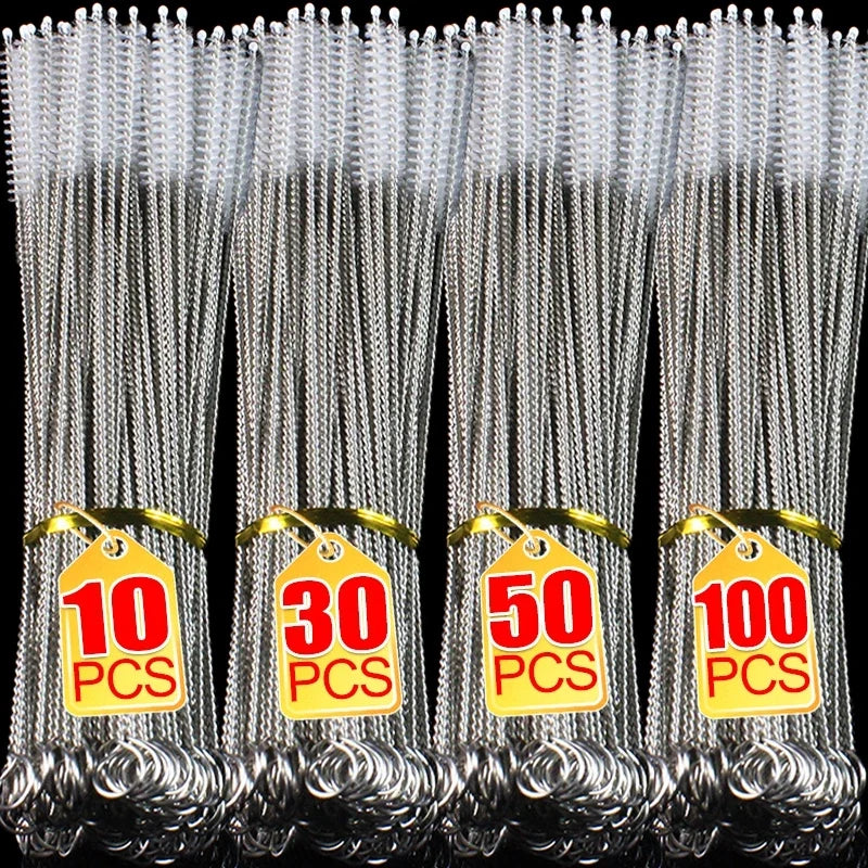 100/1pcs Drinking Straw Cleaning Brush Kit Stainless Steel Long Handle Cleaner Brushes for Baby Cup Bottles Straws Clean Tools