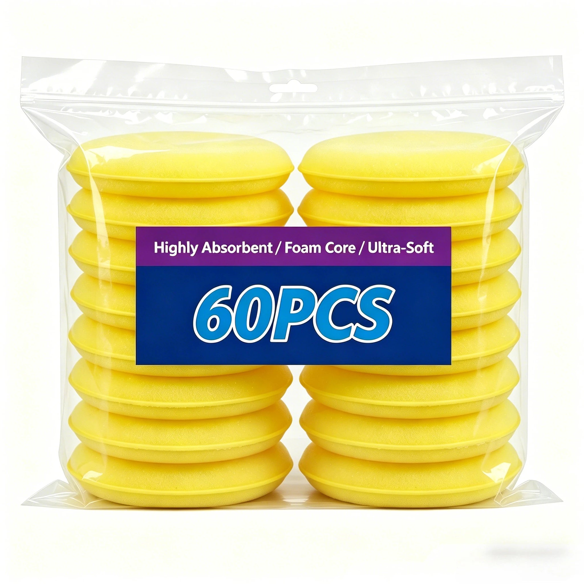 60-12PCS Car Waxing Polish Wax Foam Sponges High Density Detailing Applicator Pad Soft Sponge Detail Washing Car Cleaning Tool