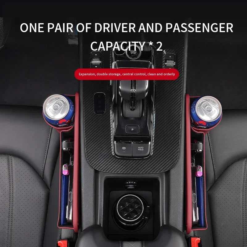 Car Seat Gap Storage Box Multifunction Car Interior Crevice Organizer Auto Seat Central Control Storage Bag With Cup Holder