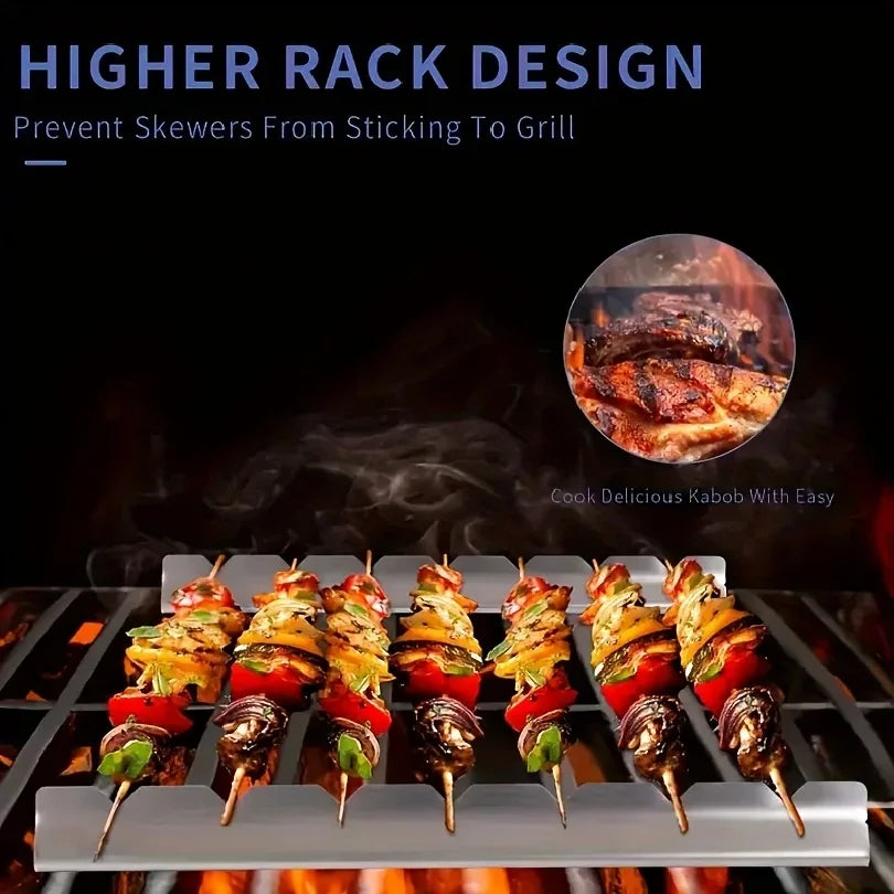 2pcs Kebab Rack Kebab Stands Skewer Holders Universal Suitable for Barbecue For Kitchen Patio Home Outdoor Camping BBQ Tools New
