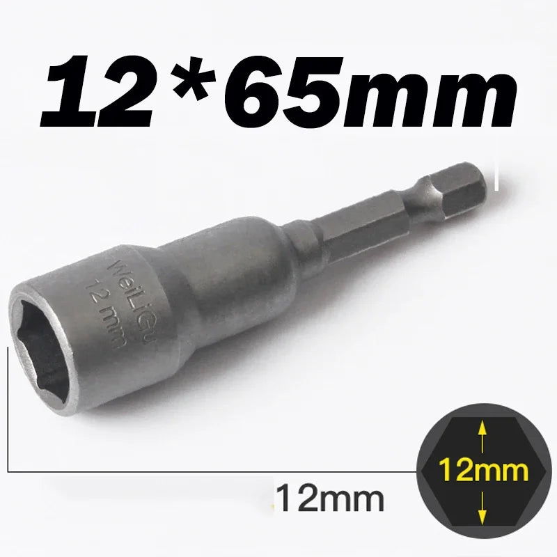Hongtu 1Pcs Magnetic Hex Socket Driver - Chromium-Vanadium Steel, Hex Shank, Impact-Ready, 6~23mm Nut Socket Wrench Bit