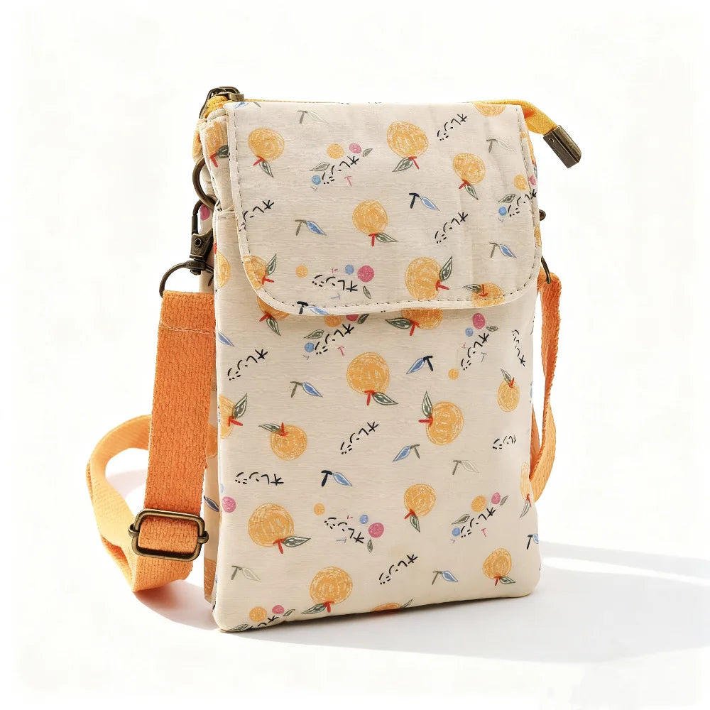 Fresh countryside fabric crossbody phone bag - floral five-layer crossbody women's bag