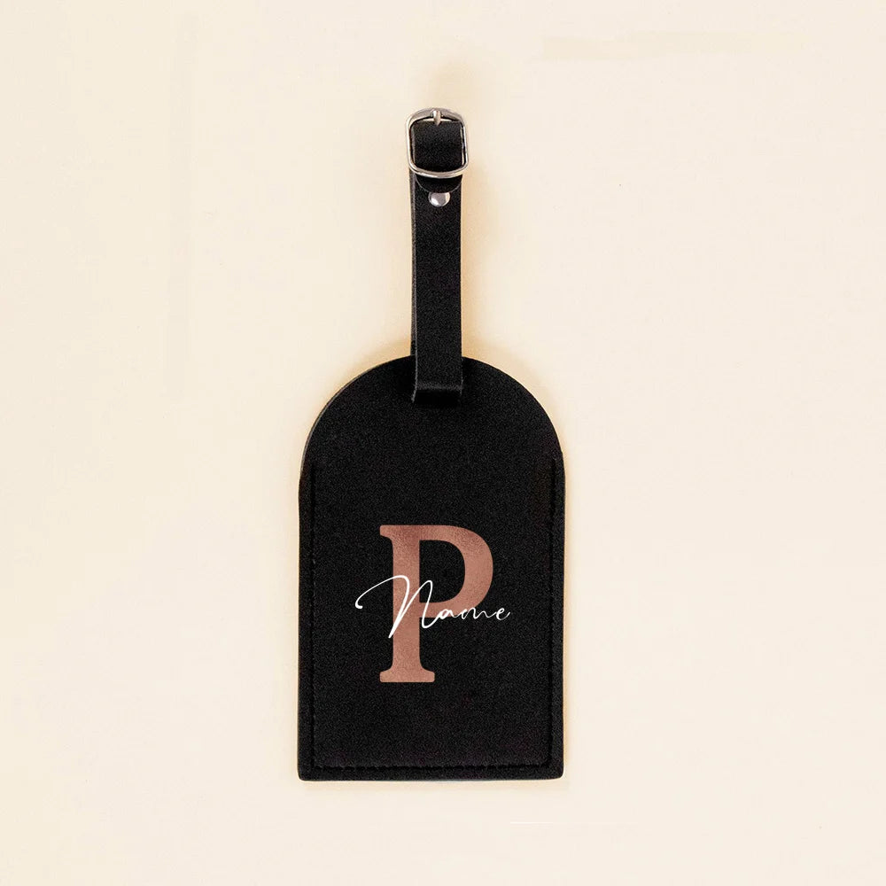 Personalised Initial with Name Monogram Luggage Tag PU Leather for Suitcase Baggage Handbag Tags Travel Bag Label Tag Best Gift