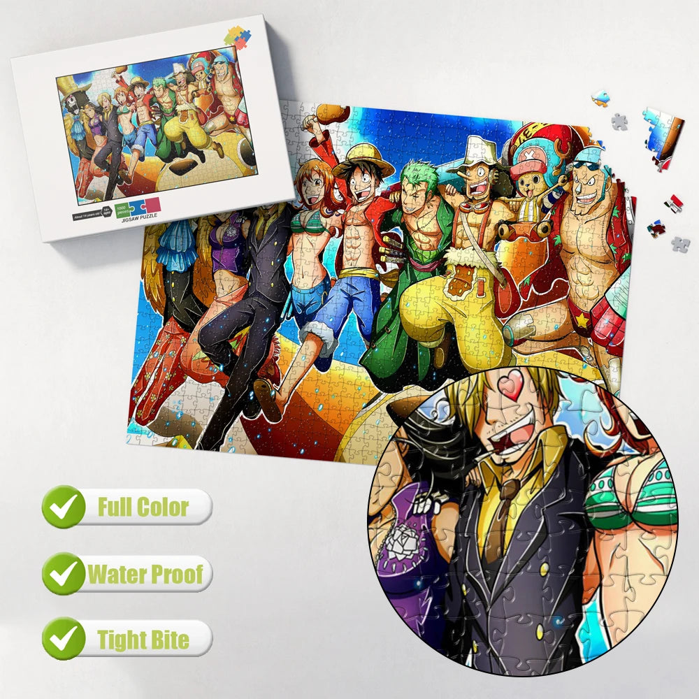 One Piece Characters Jigsaw Puzzles Montessori Educational Games Pedagogical Toys for Kids Adults Fun Brain Teaser Table Games