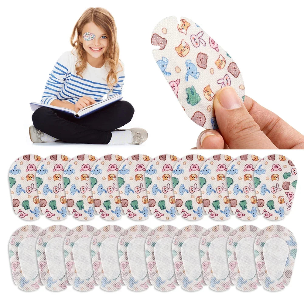 20/60Pcs Breathable Amblyopia Eye Patch Band Aid Cartoon Kids Disposable Medical Sterile Eye Pad Adhesive Bandages First Aid Kit