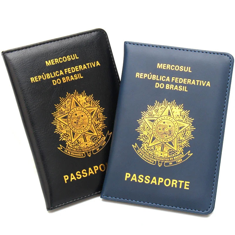 Brazilian Pu Leather Passport Cover Women Men Passport Holder Travel Passport Case for Brazil