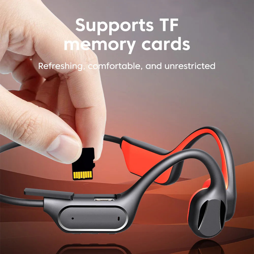 Bone Conduction Earphones Sport Wireless Headphone Bluetooth 6.0 Headset Hands-free with Mic for Running Support For TF Cards