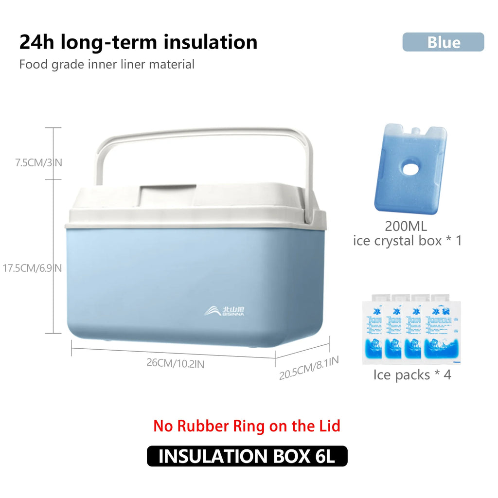 BISINNA Camping Ice Box 6L/9L/15L Portable Fishing Cooler Box Car Fridge Outdoor Beach Fishing Picnic Barbecue Ice Bucket