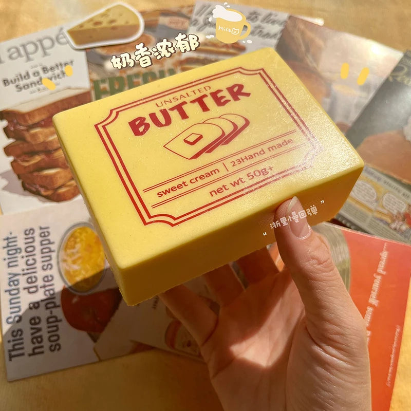 Squishy Simulated Butter Block Squeeze Toy Soft Stress Relief Slow Rising Sensory Fidget for Anxiety ADHD Autism Gifts For Kids