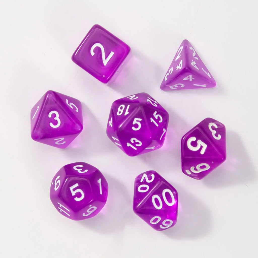 7Pcs/set Transparent Dice Polyhedral Dice Set for Dnd Tpg Trpg Cthulhu D20 D12 D10 D8 D6 D4 Table Board Games Number Dice Kit