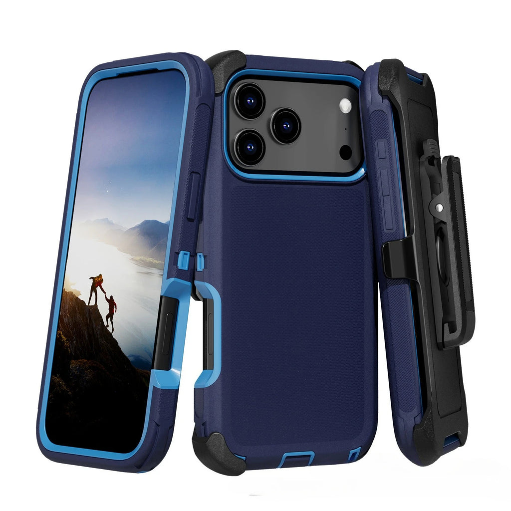 Rugged Shockproof Case with Belt Clip 2-Tone Design Heavy Duty Protection Armor Shell for IPhone 17 Air 16 15 14 Plus 13 Pro Max