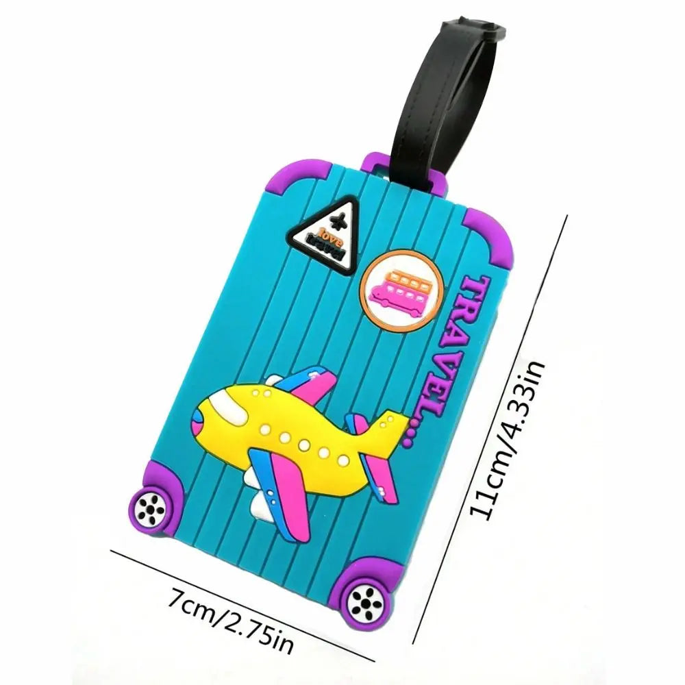 New PVC Luggage Tags Cartoon Airplane Anti-lost Baggage Label ID Address Travel Supplies Suitcase Tags