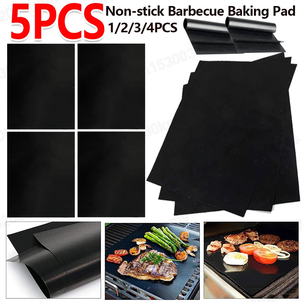 1-5PCS Non-stick BBQ Grill Mat 40x33cm Baking Mat BBQ Tools Cooking Grilling Sheet Heat Resistance Easily Cleaned Kitchen Tools