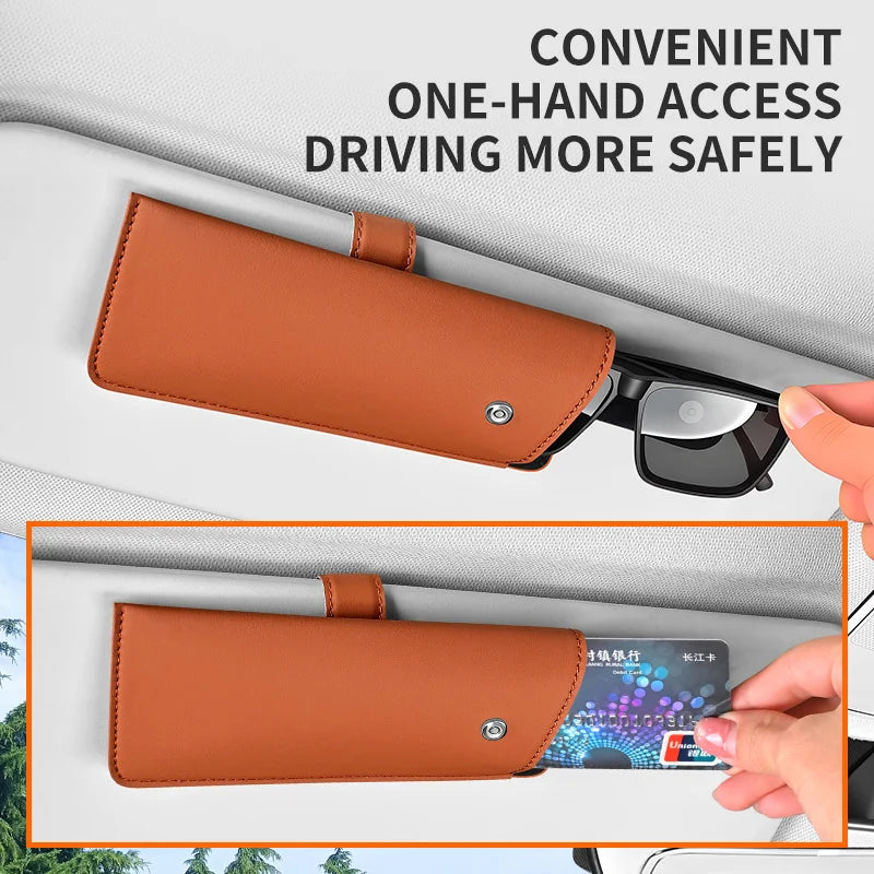 Car Sunglasses Case Creative Magnetic Snap Button Car Sunglasses Holder Sun Visor Storage Clip Multifunctional Box for Auto