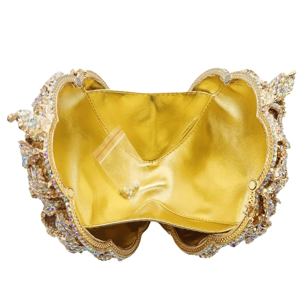 3D Camellia Shaped Clutch Bag, Handcrafted Petal Detail Evening Purse for Gala & Wedding, 2025 Collection
