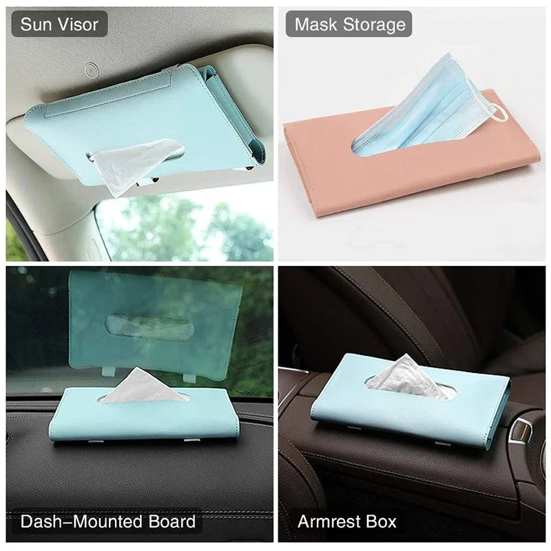 1Pc Car Tissue Boxes Universal Auto Sun Visor Dash-Mounted Board Armrest Tissue Mask Storage Box Holder Car Accessories Interior