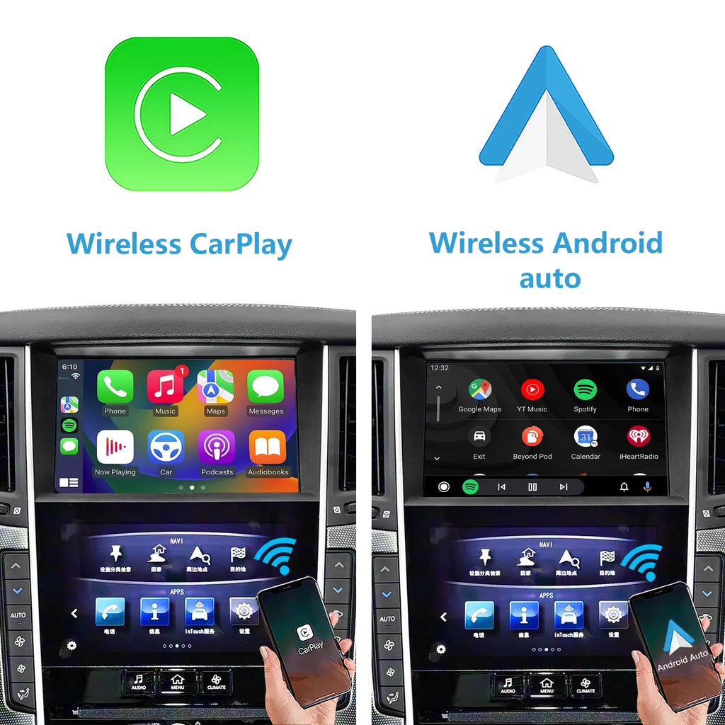 Wireless CarPlay Android Auto Interface for Infiniti Q50 2015-2019, Support OEM Steering Wheel, Bluetooth Audio, Mic and Camera