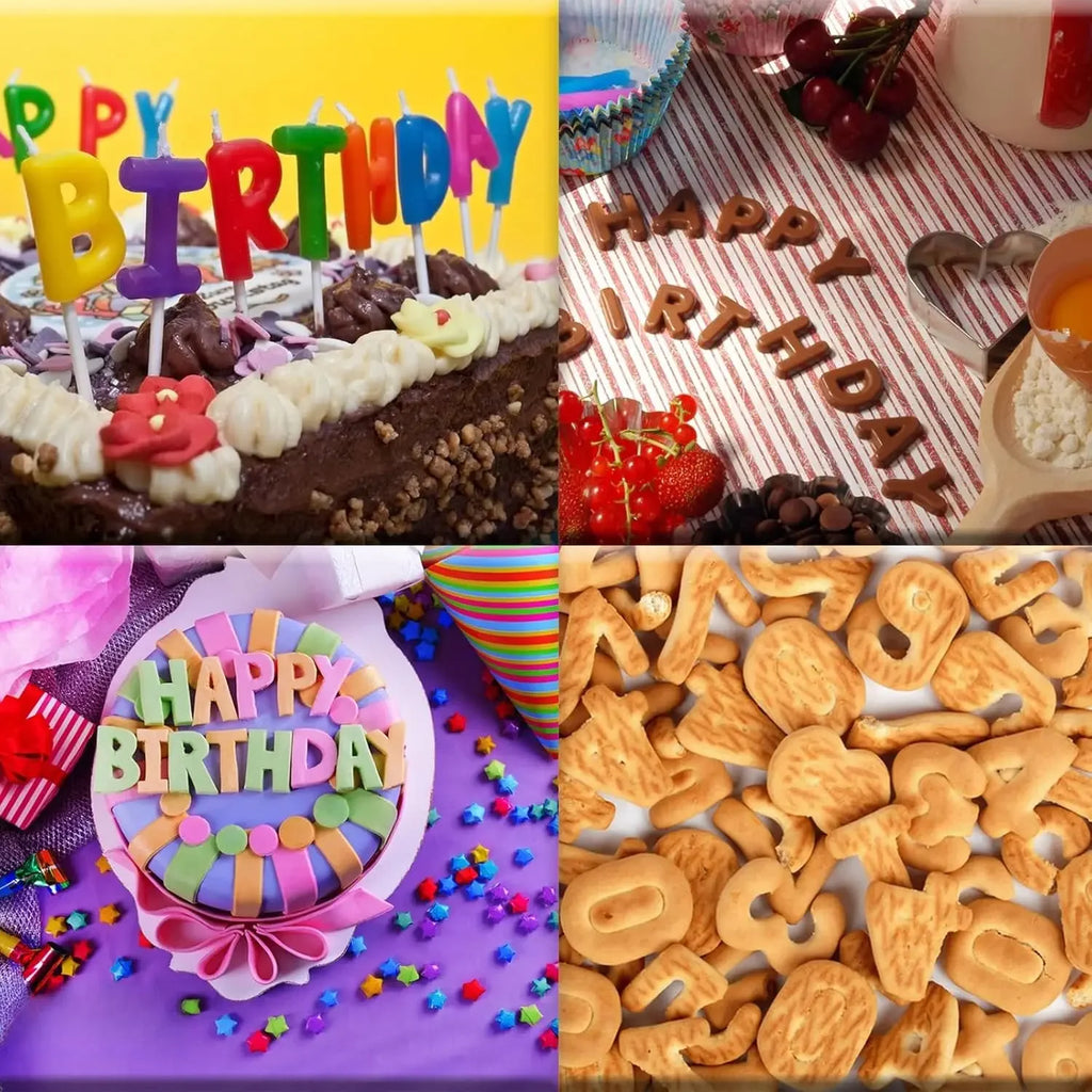 2 pcs Number Chocolate Molds and Letter Silicone Molds,kitchen utensils,with Happy Birthday Cake Decorations Symbols,for Chocolate, Candy, ice cubes,cake cookies (Brown)