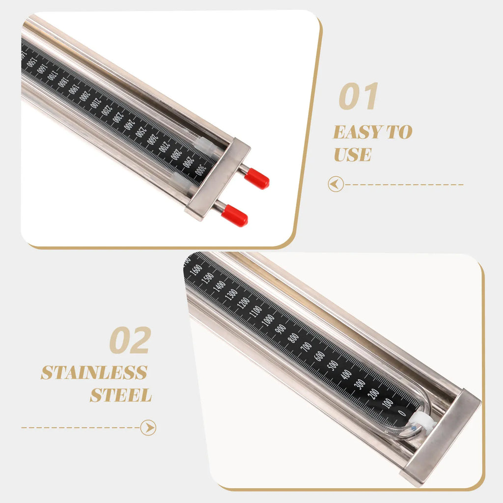 U Tube Pressure Sensor Manometer Water Column Gauge 0-3000Pa Compact Lightweight High Accuracy Vacuum Pressure Meter for Home