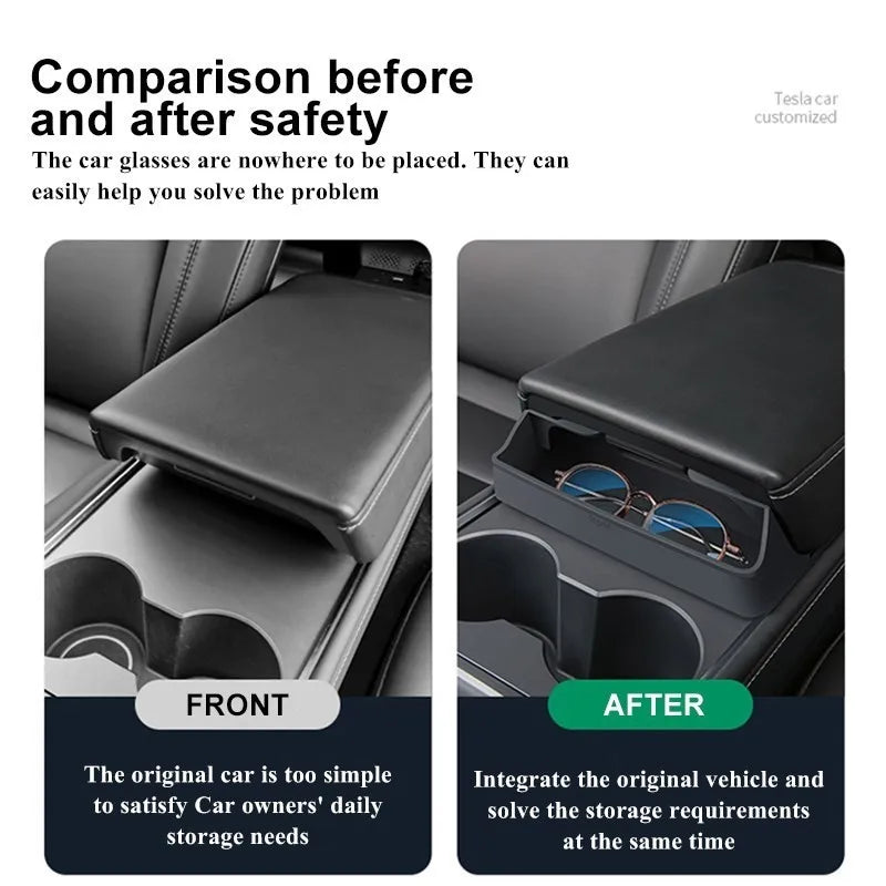 For Tesla 2023 Model 3 Model Y Central Control Armrest Glasses Pocket Accessories 2023 Glasses Case Silicon Storage Casket