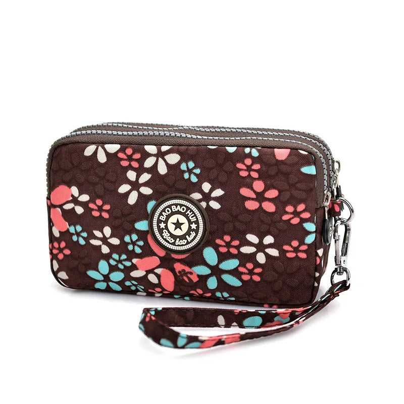 Stylish Jellyfish Print Triple Zipper Phone Bags, Compact Canvas Clutch Purse for Women’s Daily Essentials Casual Wallets Use