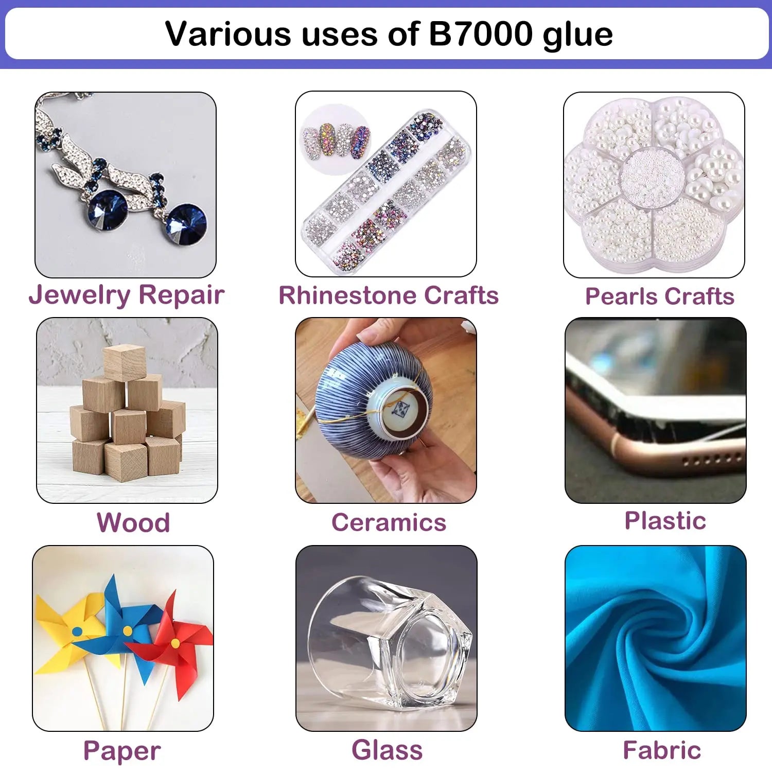 B7000 adhesive rhinestone glue, epoxy resin glue, suitable for crafts, DIY crafts, cosmetics, shoes, jewelry, nail art