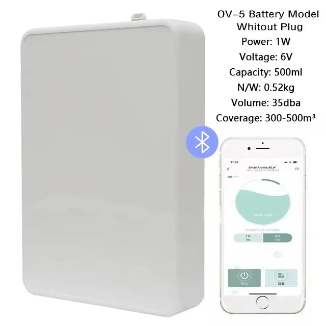 Smart Essential Oil Battery Diffuser Bluetooth App Control Coverage 500m³ Wall Mounted Aroma Diffuser Scent Machine Hotel Home