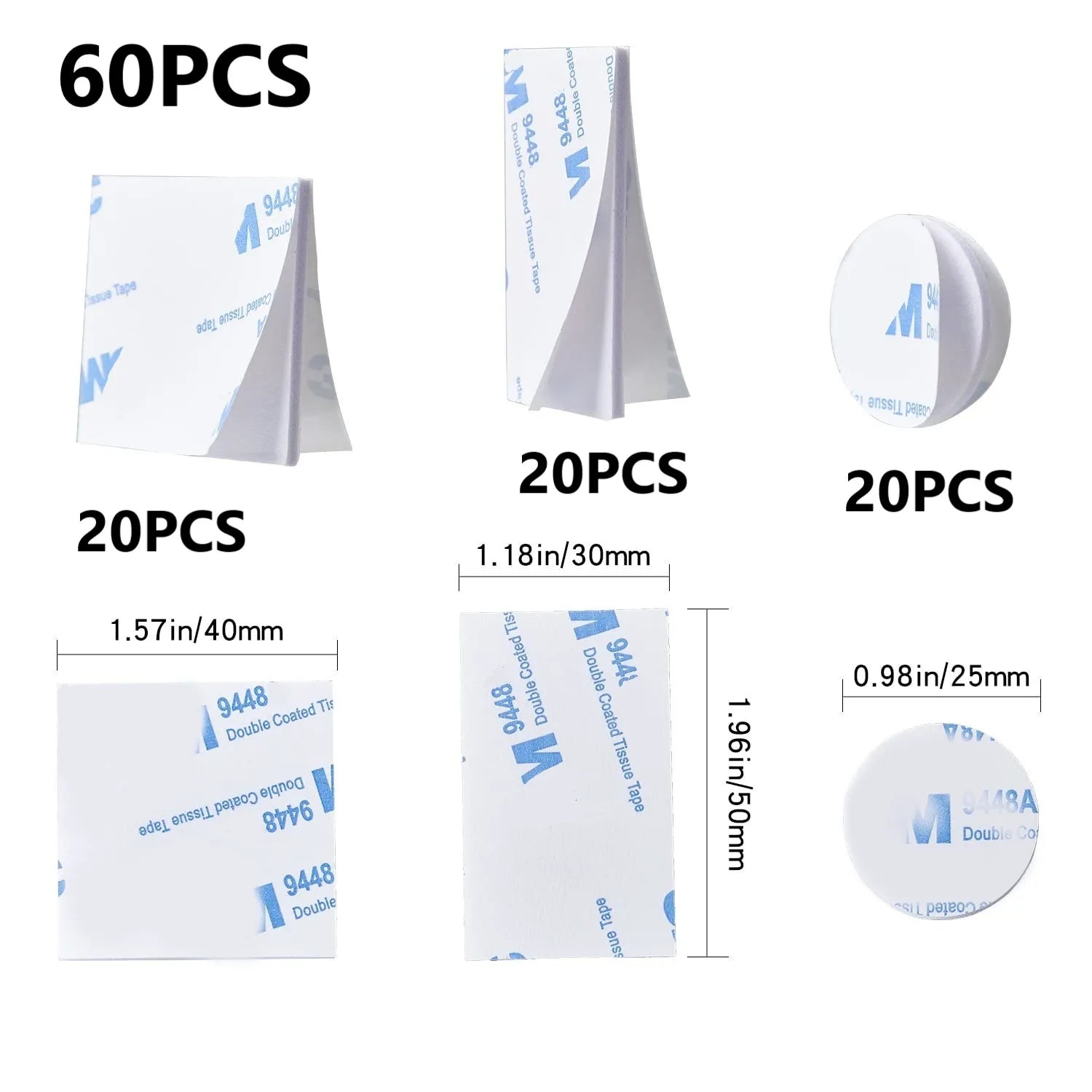 Double Sided Mounting Tape 30/60 Pcs Versatile Double Sided Adhesive Foam Mounting Tape Solution for Walls, Crafts, and More