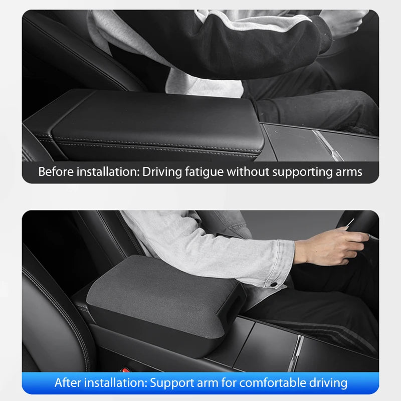 Lcars Special Car-Specific Armrest Box Suitable for the New Tesla Model Y/Yl/3 Original Armrest Box, Height-Increasing Storage Box, Suede Armrest Box Height-Increasing Storage Organizer