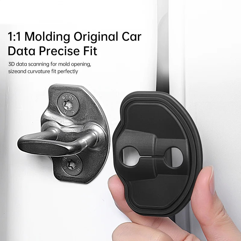 YZ 4Pcs Car Silicone Door Lock Cover Protective Stickers Car Door Lock Damper For Tesla Model 3 Y YL Highland Juniper Accessorie