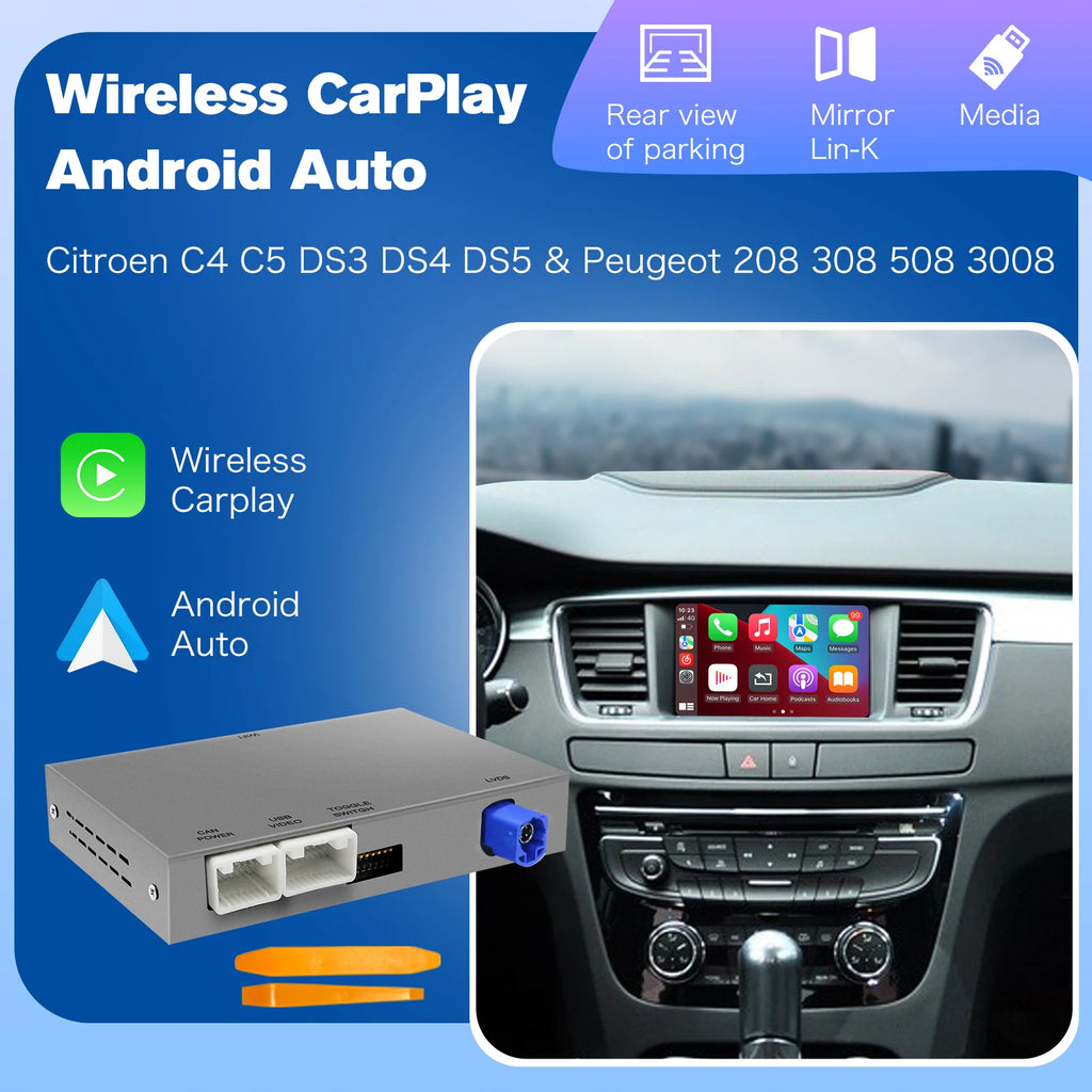 New Wireless Carplay Android Auto Module For Peugeot & Citroren 208 308 508 3008 C4 DS3 DS4 DS5 SMEG MRN Mirror Link Multimedi