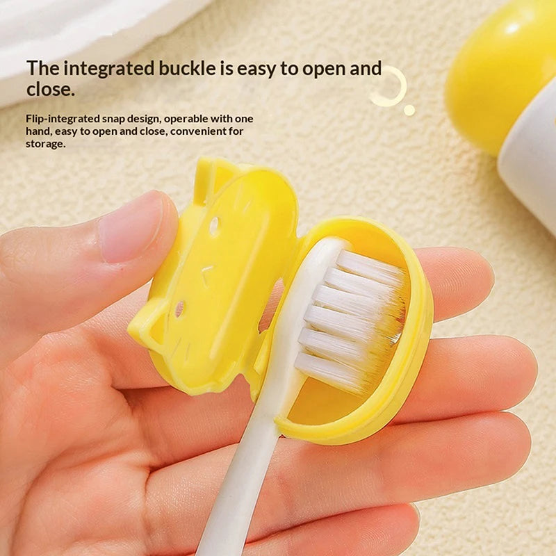 4pcs Cat Shape Travel Toothbrush Head Covers Toothbrush Protector Cap Case Protective Portable Plastic Clip For Household Travel