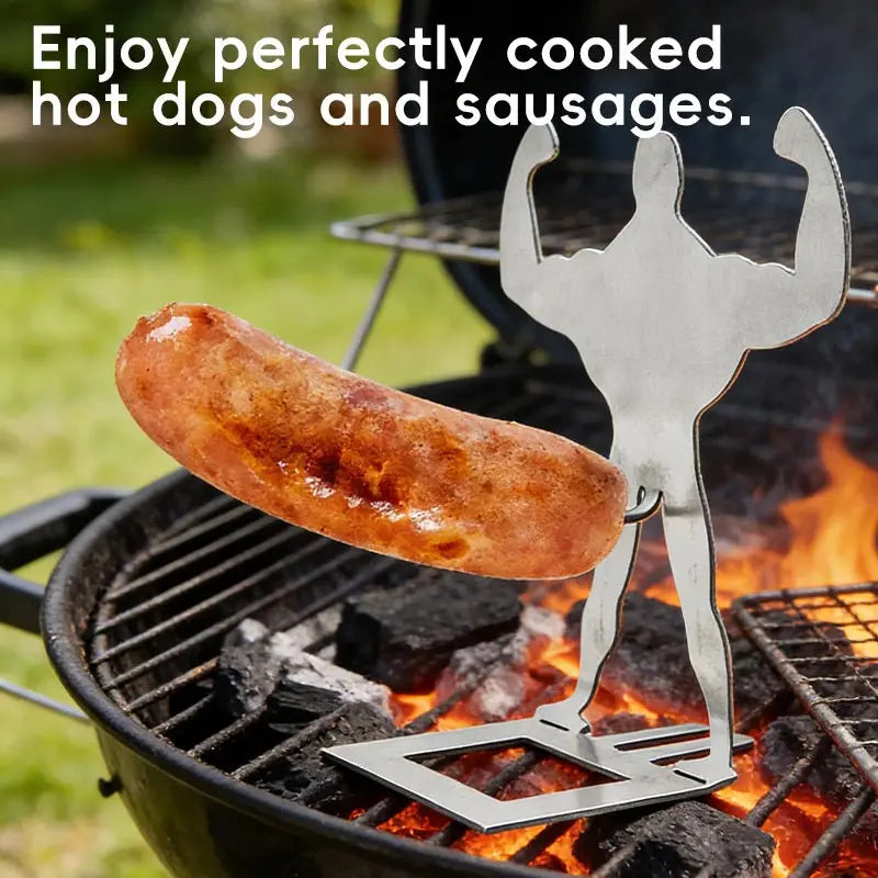 Stainless Steel Hot Dog Sausage Grill Long Handled Reusable Sausage Grill Basket Outdoor Camping Barbecue Tool Dishwasher Safety