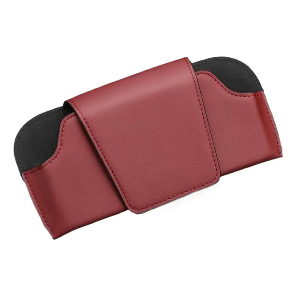 Sunglass Holder for Car Visor, Car Sunglasses Holder PU Leather Eyeglasses Holder Glasses Protective Storage Case Accessories