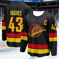 Men's Vancouver Canucks Ice Hockey Jersey Black Red Yellow Breathable Hockey Shirt Streetwear Long Sleeve Sports Hockey Uniform