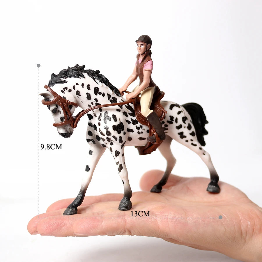 Realistic Equestrian Rider Horse with Saddle and Bridle Riding Playset Model Figures Decoration Educational Toys for Kids