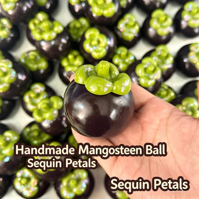 Mangosteen Crunchy Moldable Stress Ball Squeeze Toy Crispy Squishy Fidget Toy Round Blocks Filled Decompression Sensory Toy Gift