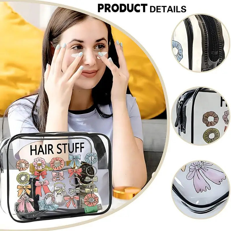 Women Large Capacity Medicine Cosmetic Bag Easy Wipe Clean Travel Toiletry Organizer Pouch For Daily Trip