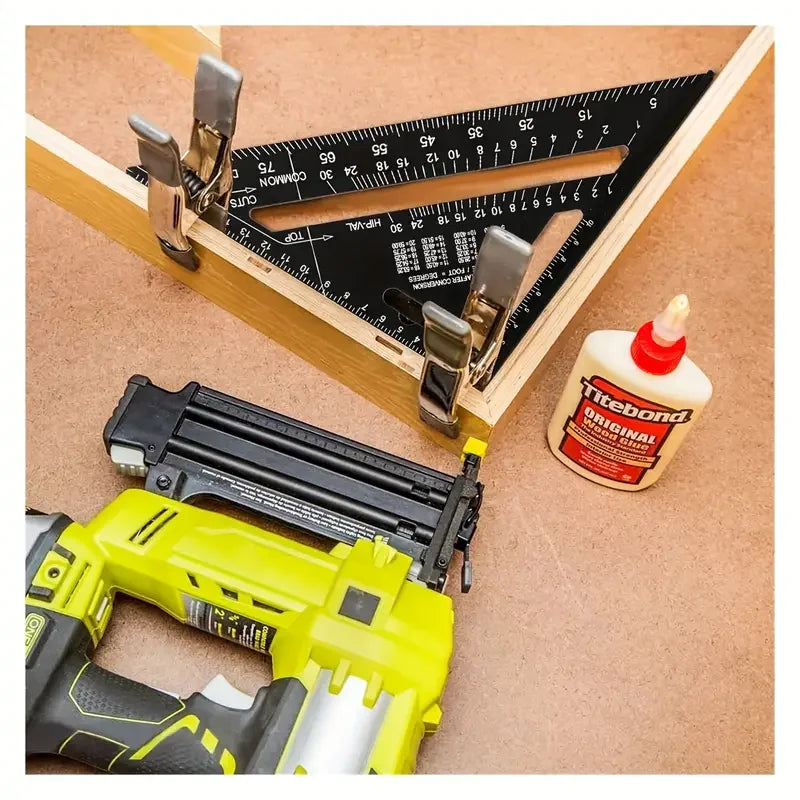 7/12inch Metric Aluminum Alloy Triangle Angle Ruler Protractor Woodworking Measurement Tool 30cm Quick Read Square Layout Gauge