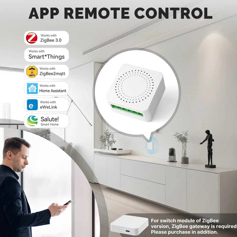 eWeLink App Mini Zigbee3.0 Smart Switch Module Support 2Way Control Smart Home DIY Switches Voice Control for Alexa Google Alice